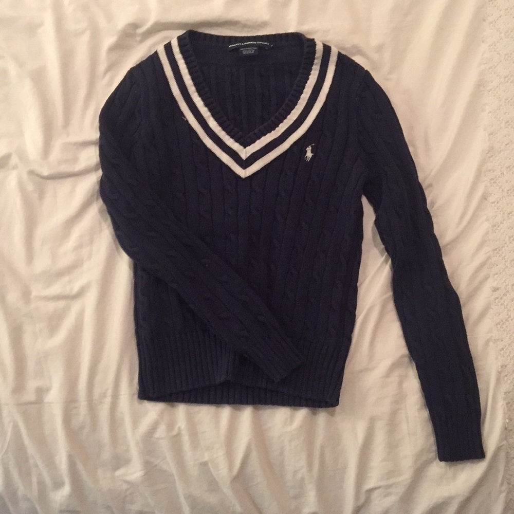 Ralph Lauren navy blue and white sweater